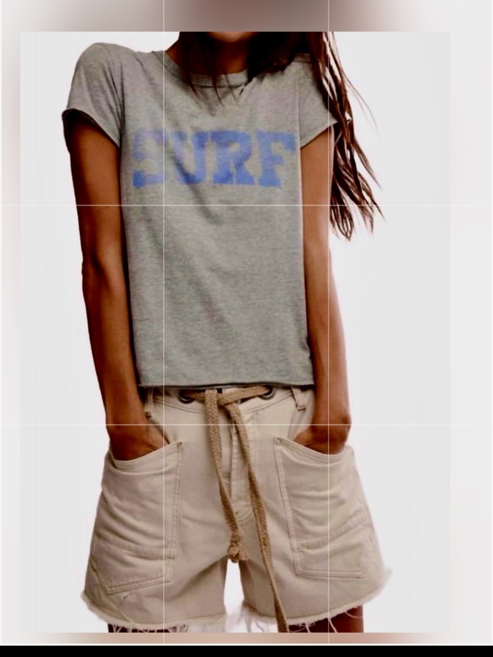 New Free People Nova Graphic SURF Tee in Gray Size L NWOT- organic cotton blend - Picture 7 of 16